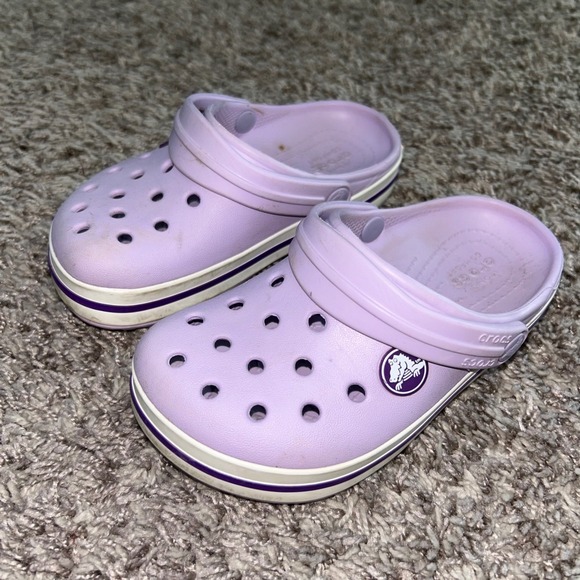 Crocs Kids Crocband Clog Lavender White Sneakers Shoes Size 9 Toddler - Picture 1 of 7
